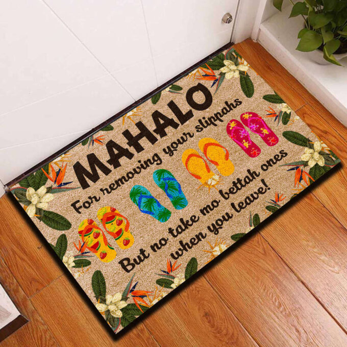 Mahalo For Removing Your Slippahs Funny Indoor And Outdoor Doormat Warm House Gift Welcome Mat Gift For Hawaii Lovers
