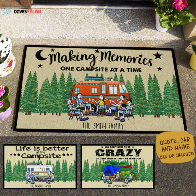 Making Memories Colorful Vans Personalized Doormat Camping