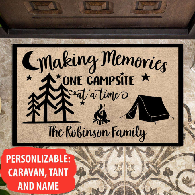 Making Memories One Campsite At A Time Personalized Doormat  Camping