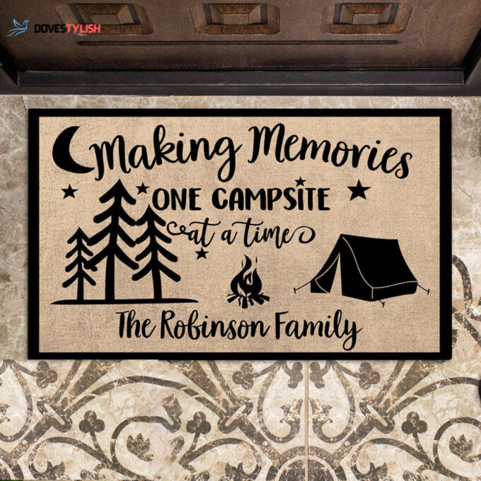 Making Memories One Campsite At A Time Personalized Doormat  Camping