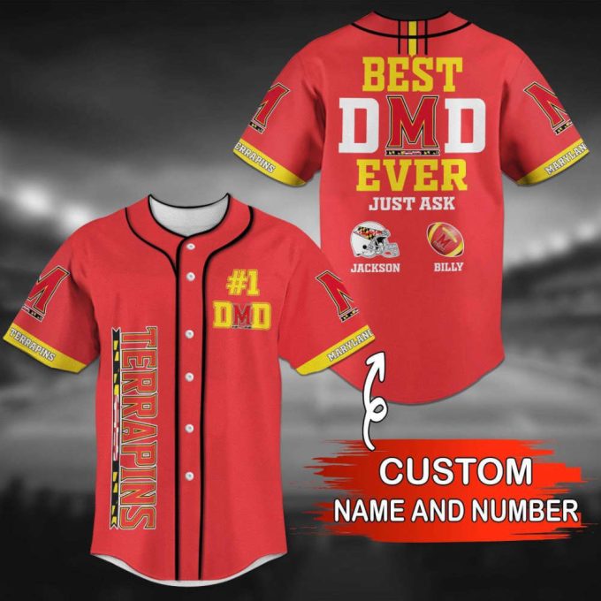 Maryland Terrapins Personalized Baseball Jersey Gift for Men Dad