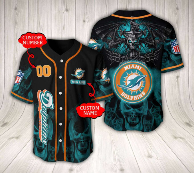 Miami Dolphins Baseball Jersey Custom Name And Number
