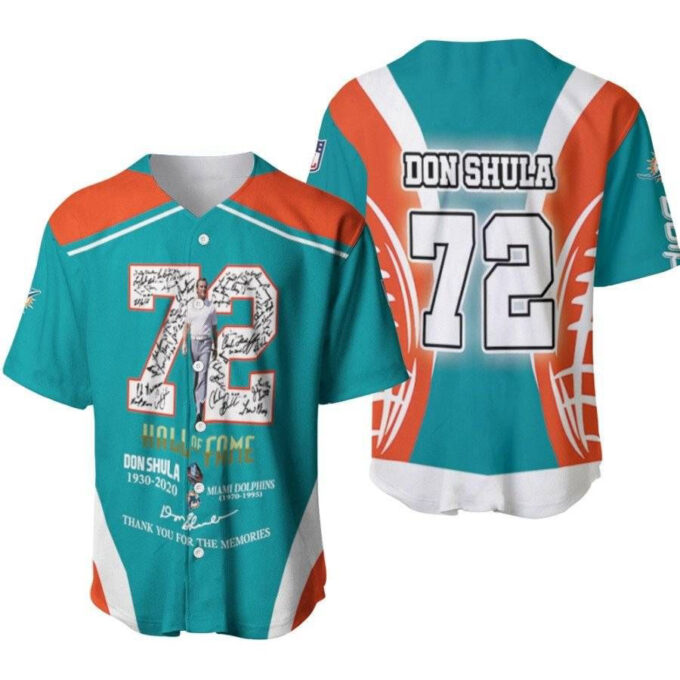 Miami Dolphins Don Shula 72 Hall Of Fame Thank You For The Memories Designed Allover Gift For Dolphins Fans Baseball Jersey