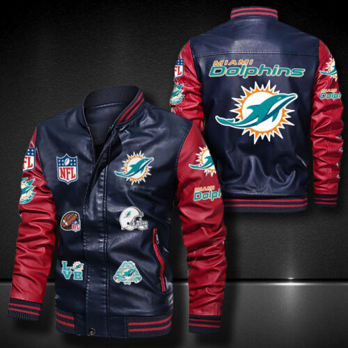 Miami Dolphins Leather Bomber Jacket