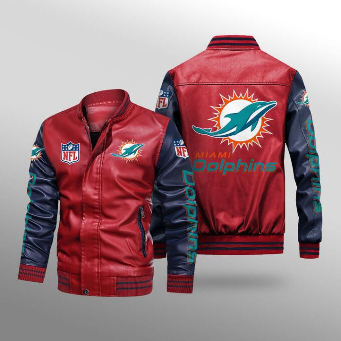 Miami Dolphins Leather Bomber Jacket