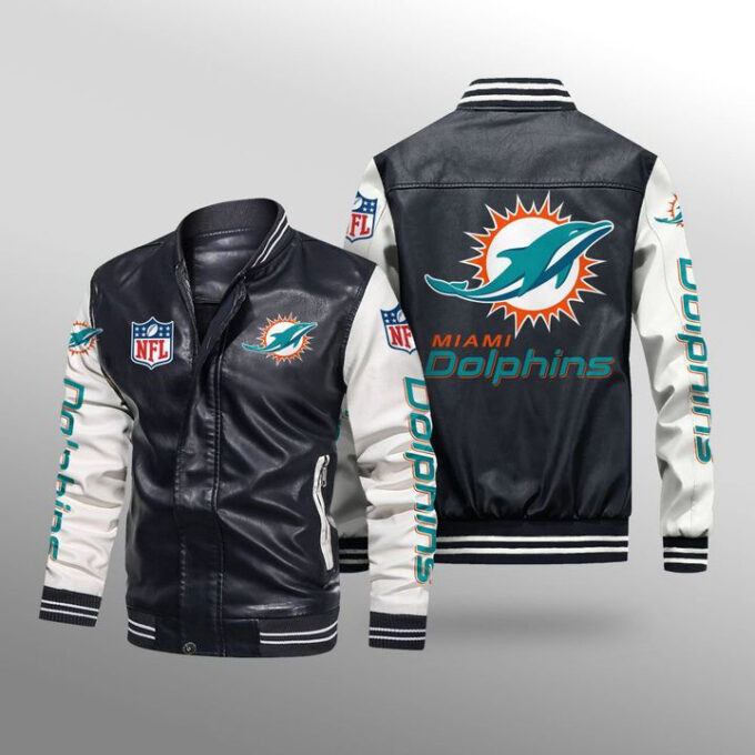 Miami Dolphins Leather Bomber Jacket