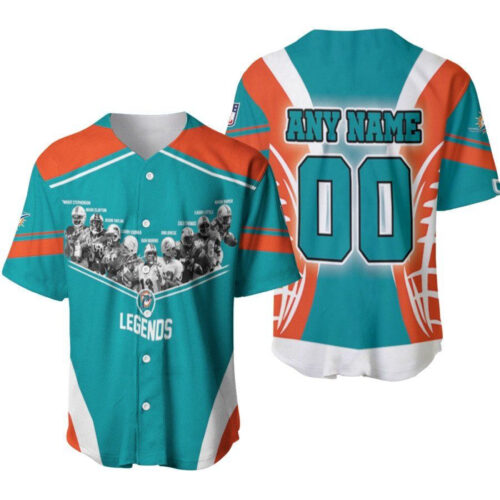 Miami Dolphins Legends Players Signed Designed Allover Gift With Custom Name Number For Dolphins Fans Baseball Jersey