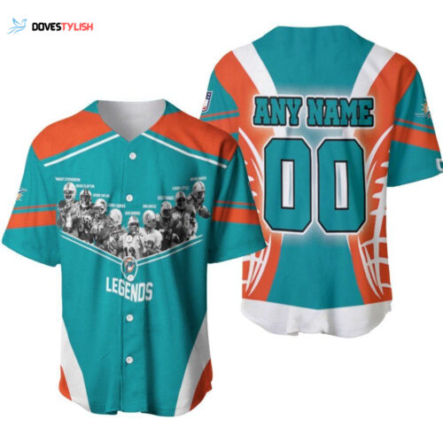 Miami Dolphins Legends Players Signed Designed Allover Gift With Custom Name Number For Dolphins Fans Baseball Jersey