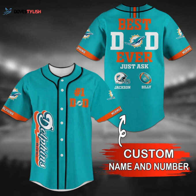 Miami Dolphins Personalized Baseball Jersey