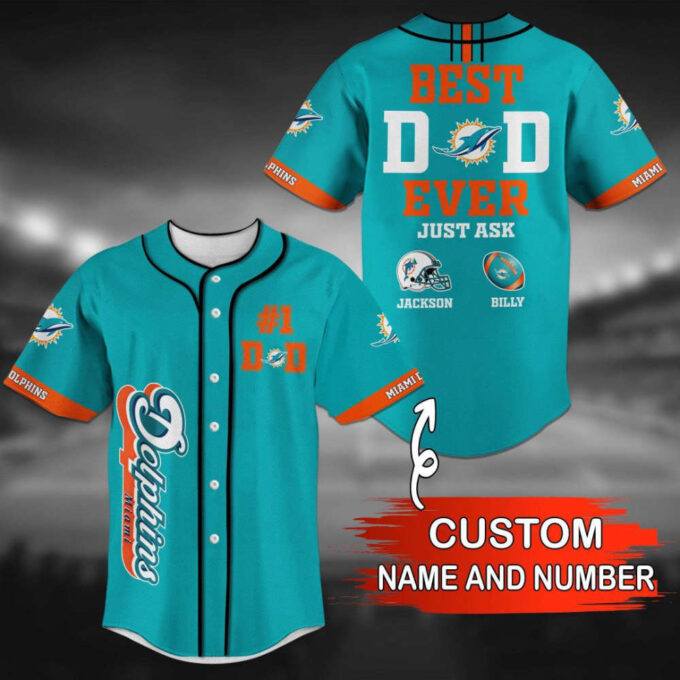 Miami Dolphins Personalized Baseball Jersey