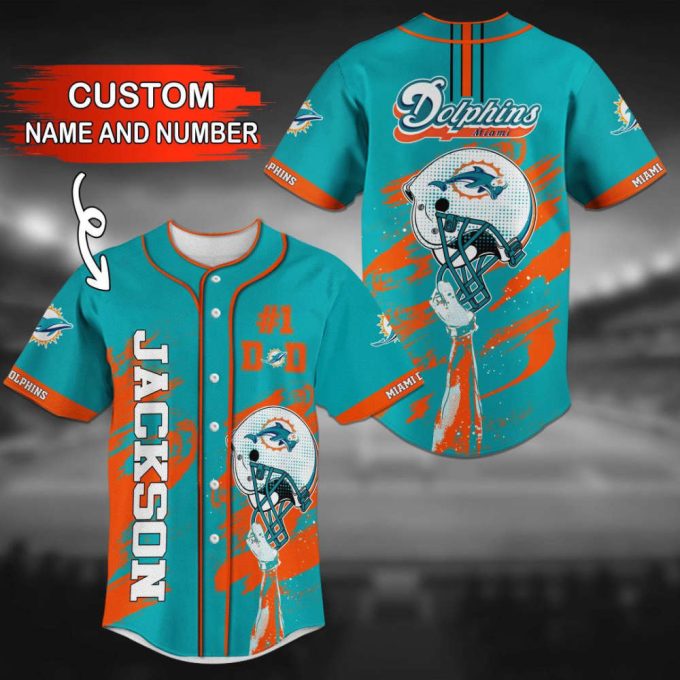 Miami Dolphins Personalized Baseball Jersey