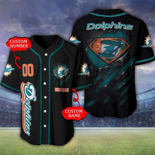 Miami Dolphins Personalized Baseball Jersey