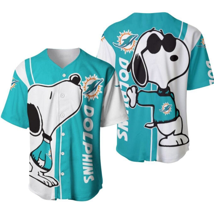 Miami Dolphins Snoopy Lover Printed Baseball Jersey