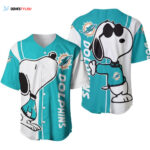 Miami Dolphins Snoopy Lover Printed Baseball Jersey