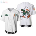 Miami Hurricanes Classic White With Mascot Gift For Miami Hurricanes Fans Baseball Jersey Gift for Men Dad