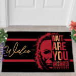 Michael Myers Wait Are You Vaccinated Halloween Warning Doormat