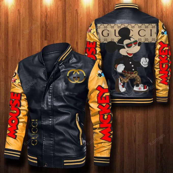 Mickey Gucci Leather Bomber Jacket