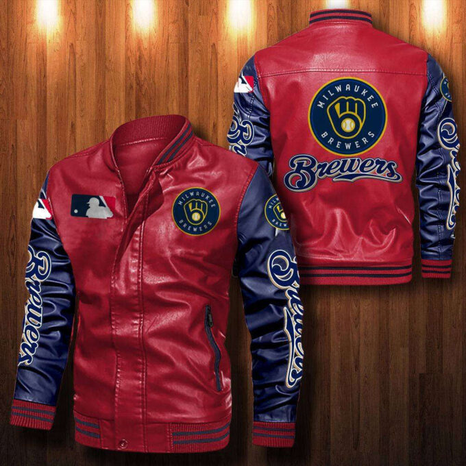 Milwaukee Brewers Leather Bomber Jacket