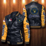 Milwaukee Brewers Leather Bomber Jacket