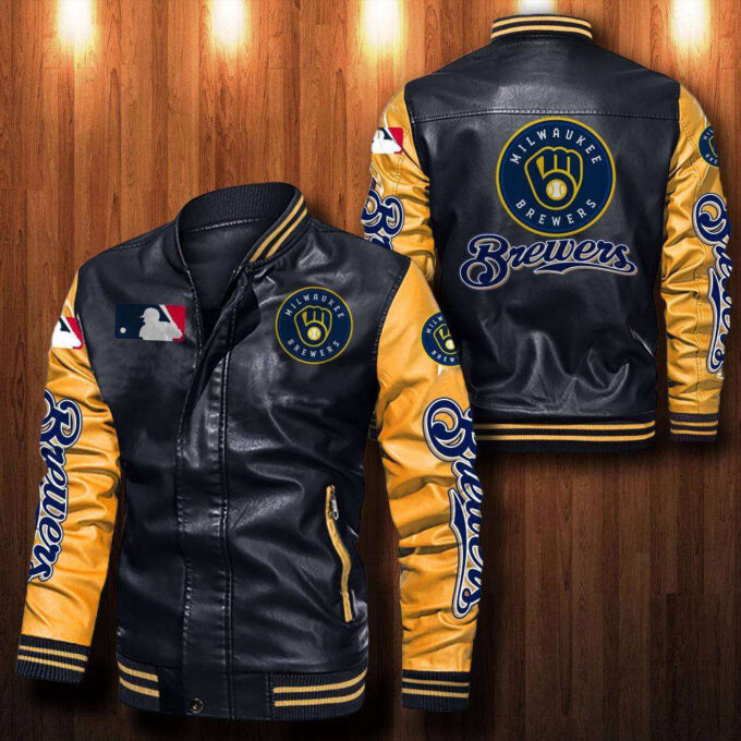 Milwaukee Brewers Leather Bomber Jacket