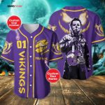 Minnesota Vikings Halloween Personalized Baseball Jersey Gift for Men Dad