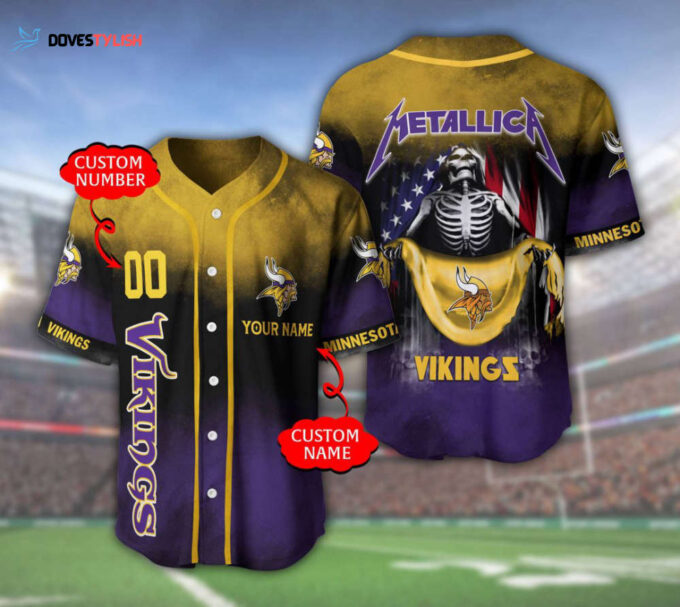 Minnesota Vikings Personalized Baseball Jersey