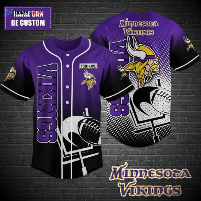 Minnesota Vikings Personalized Baseball Jersey