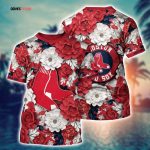 MLB Boston Red Sox 3D T-Shirt Flower Tropical For Sports Enthusiasts