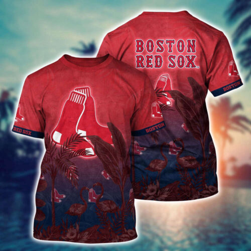 MLB Boston Red Sox 3D T-Shirt Paradise Bloom For Sports Enthusiasts