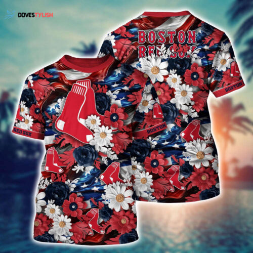 MLB Boston Red Sox 3D T-Shirt Tropical Tranquility Bloom For Fans Sports
