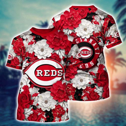 MLB Cincinnati Reds 3D T-Shirt Flower Tropical For Sports Enthusiasts