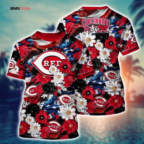 MLB Cincinnati Reds 3D T-Shirt Blossom Bliss Fusion For Fans Sports