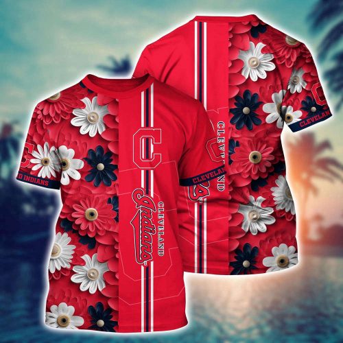 MLB Cleveland Indians 3D T-Shirt Blossom Bloom For Sports Enthusiasts