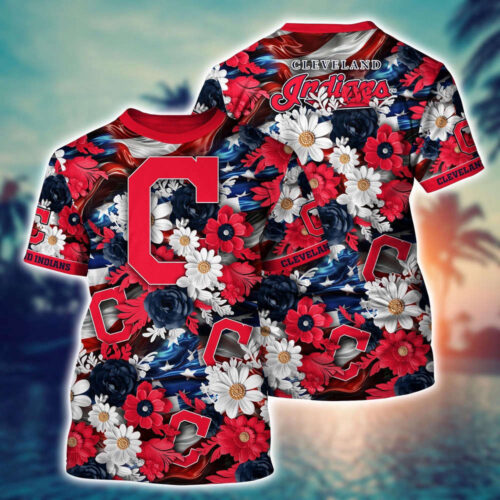 MLB Cleveland Indians 3D T-Shirt Tropical Tranquility Bloom For Fans Sports