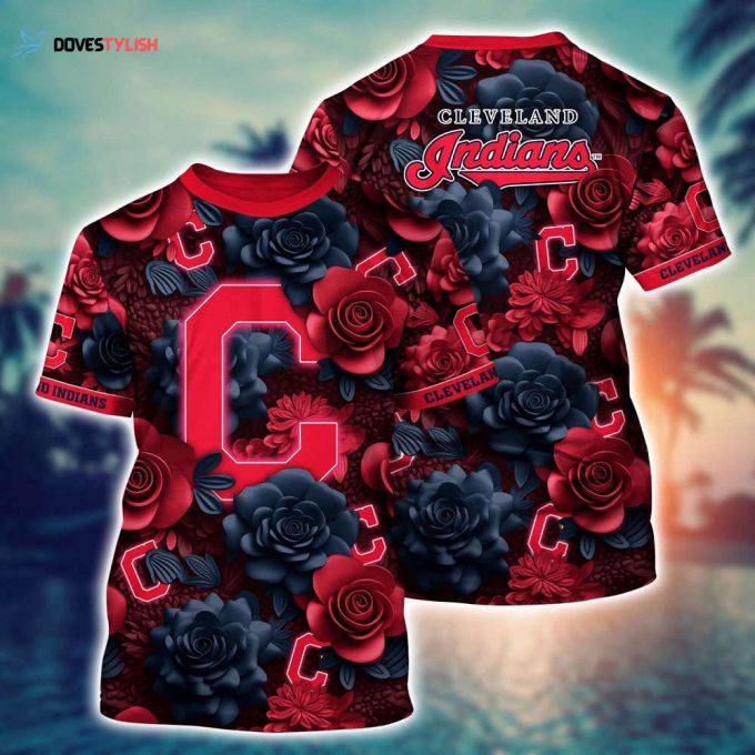MLB Cleveland Indians 3D T-Shirt Tropical Trends For Fans Sports