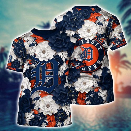 MLB Detroit Tigers 3D T-Shirt Flower Tropical For Sports Enthusiasts