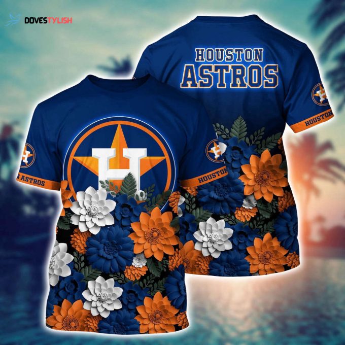 MLB Houston Astros 3D T-Shirt Floral Vibes For Fans Sports