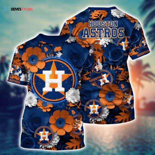 MLB Houston Astros 3D T-Shirt Sunset Slam Chic For Fans Sports