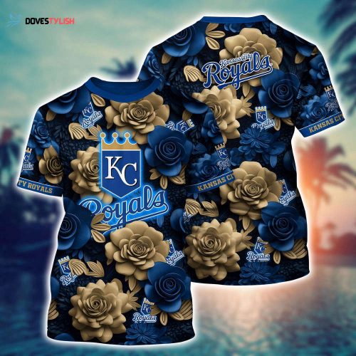 MLB Kansas City Royals 3D T-Shirt Tropical Trends For Fans Sports