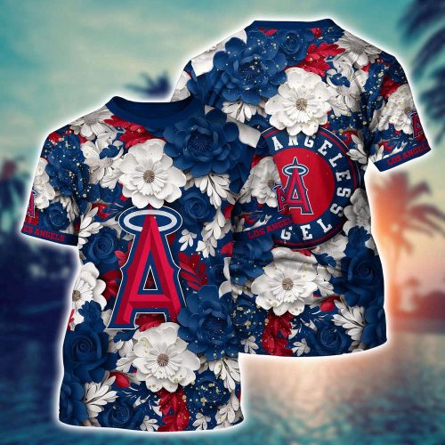 MLB Los Angeles Angels 3D T-Shirt Flower Tropical For Sports Enthusiasts