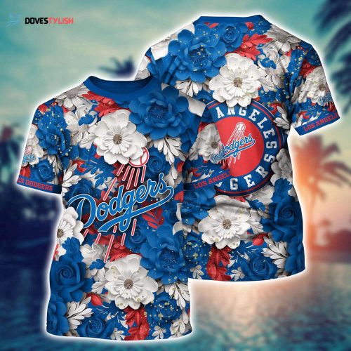 MLB Los Angeles Dodgers 3D T-Shirt Flower Tropical For Sports Enthusiasts