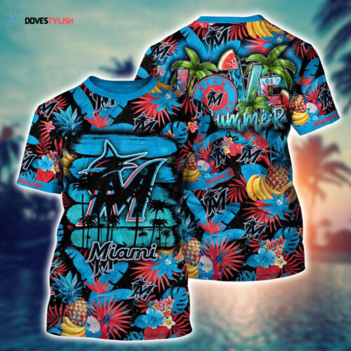 MLB Miami Marlins 3D T-Shirt Adventure Vogue For Sports Enthusiasts