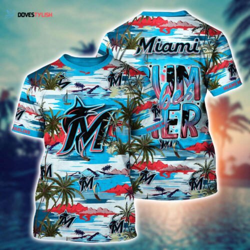 MLB Miami Marlins 3D T-Shirt Chic in Aloha For Fans Sports