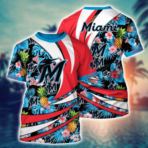 MLB Miami Marlins 3D T-Shirt Athletic Aura For Fans Baseball