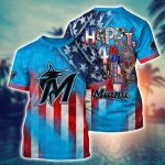MLB Miami Marlins 3D T-Shirt Baseball Bloom Burst For Fans Sports