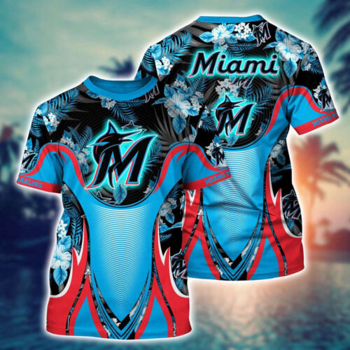 MLB Miami Marlins 3D T-Shirt Champion Comfort For Fans Sports