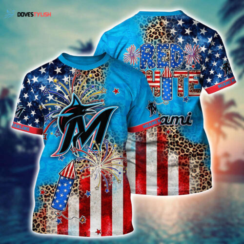 MLB Miami Marlins 3D T-Shirt Chic in Aloha For Fans Sports