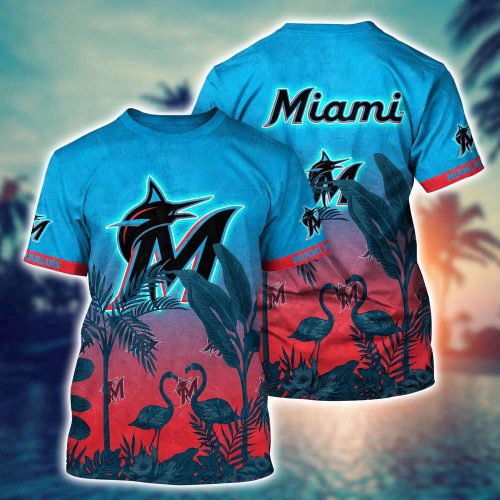MLB Miami Marlins 3D T-Shirt Paradise Bloom For Sports Enthusiasts
