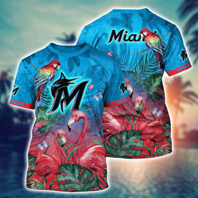 MLB Miami Marlins 3D T-Shirt Signature Style For Fans Baseball