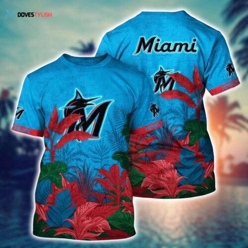 MLB Miami Marlins 3D T-Shirt Chic Baseball Layers For Fans Baseball